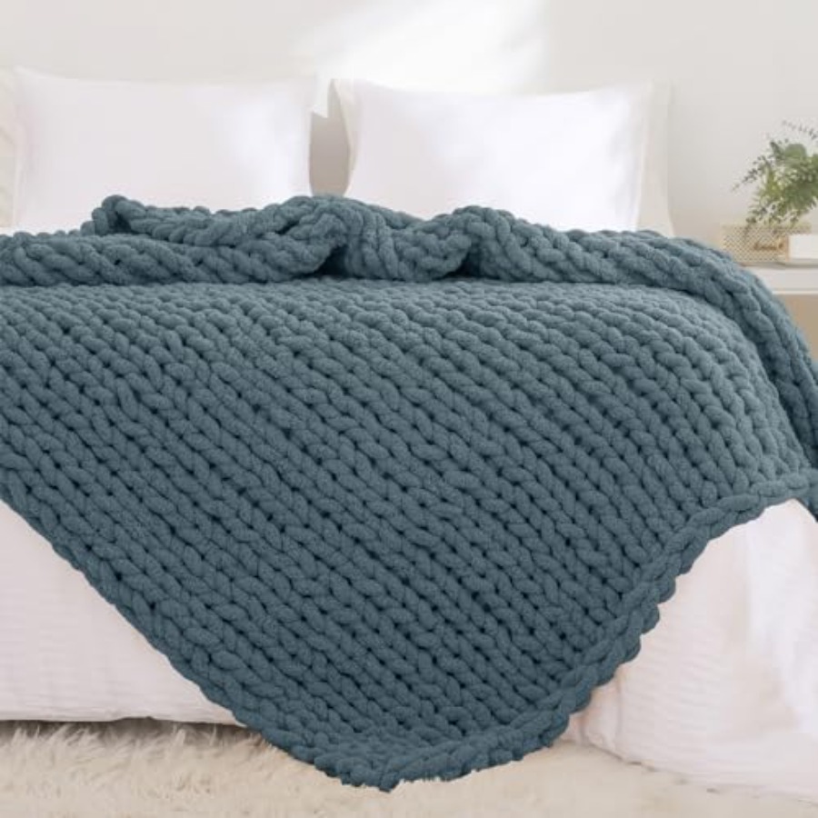 Chunky Knit Throw Blanket for  - مراجعة Throw Blanket Chunky Knit وسعره