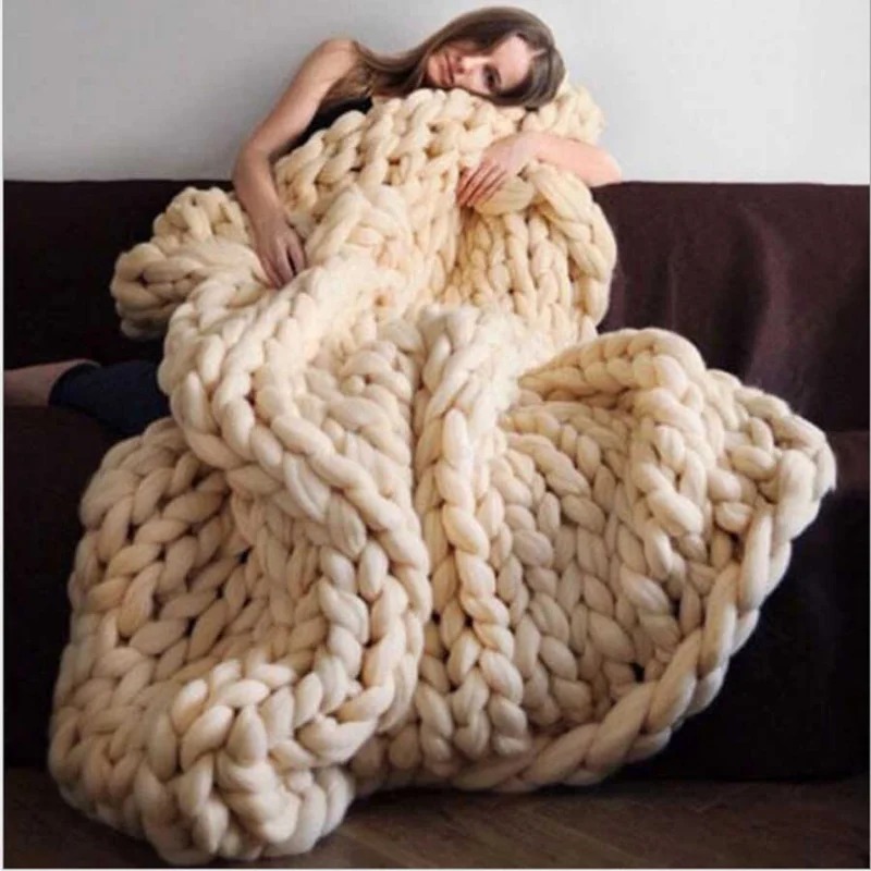 Fashion Chunky Wool Blanket Th - مراجعة Throw Blanket Chunky Knit وسعره