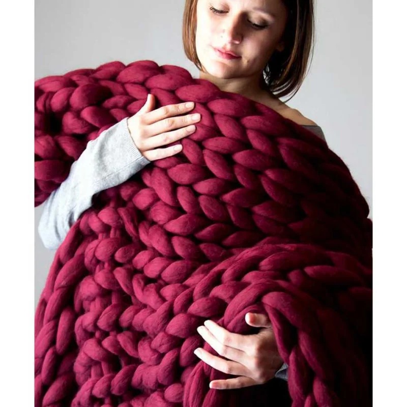 Fashion Chunky Wool Blanket Th - مراجعة Throw Blanket Chunky Knit وسعره