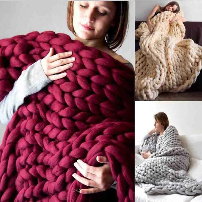 Fashion Chunky Wool Blanket Th - مراجعة Throw Blanket Chunky Knit وسعره