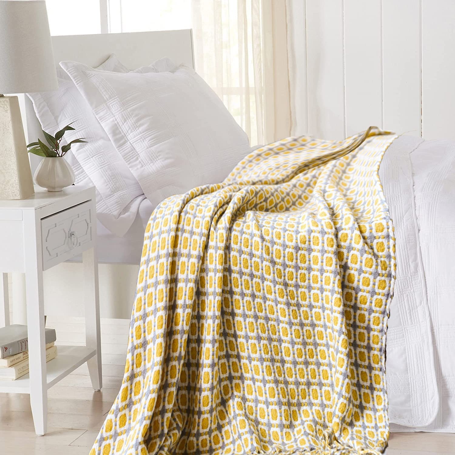 Mustard Yellow Nordic Knitted  - مراجعة Throw Blanket Chunky Knit وسعره