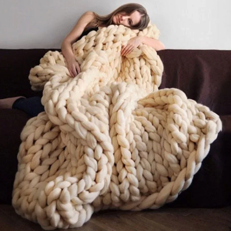 hot Handmade Chunky Knitted Bl - مراجعة Throw Blanket Chunky Knit وسعره