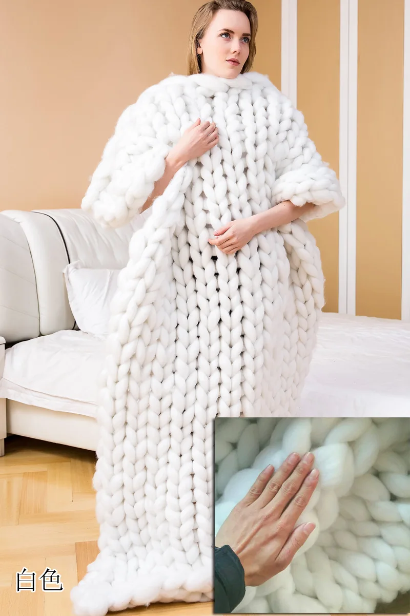 hot Handmade Chunky Knitted Bl - مراجعة Throw Blanket Chunky Knit وسعره