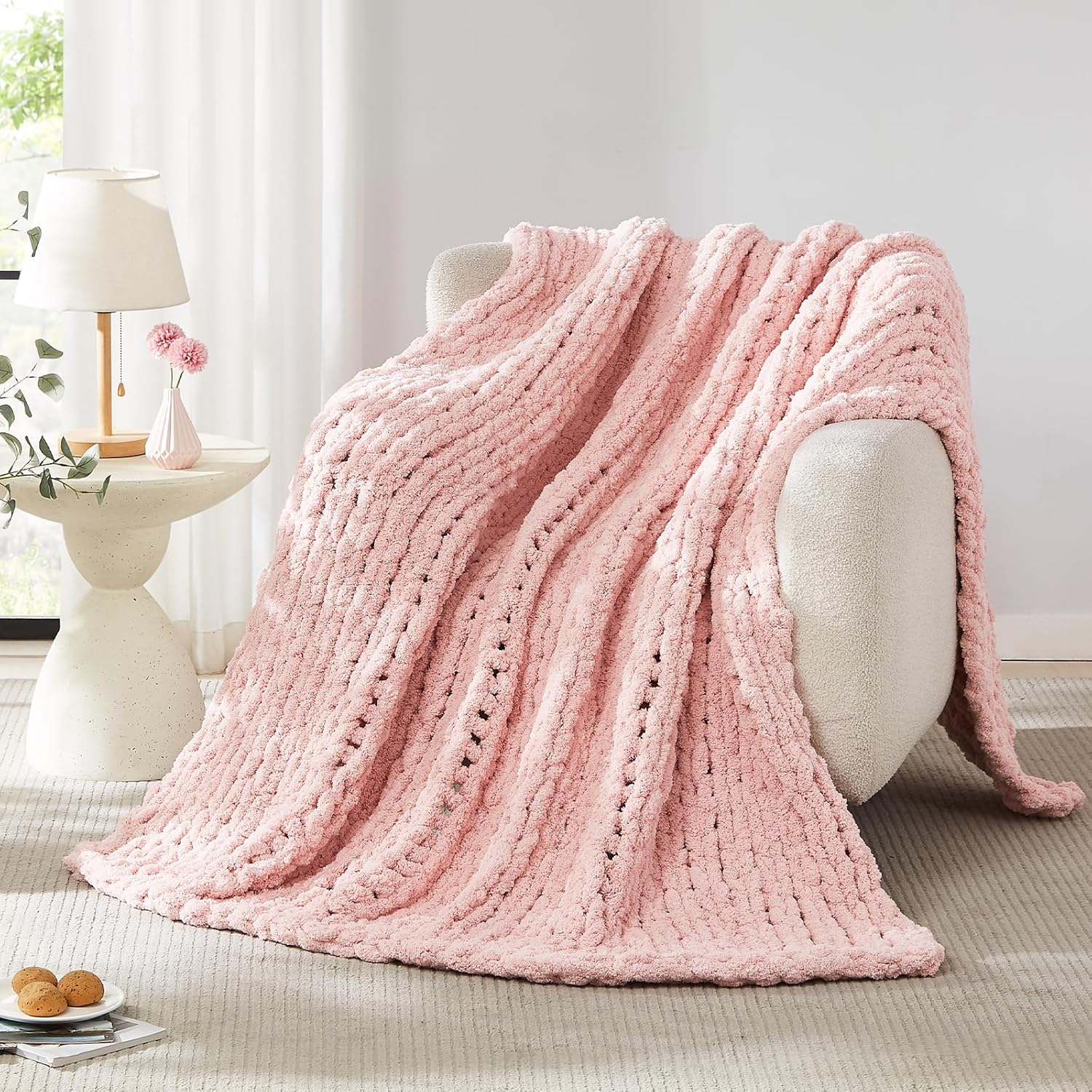 Chunky Knit Blanket Throw Chen - مراجعة Throw Blanket Chunky Knit وسعره