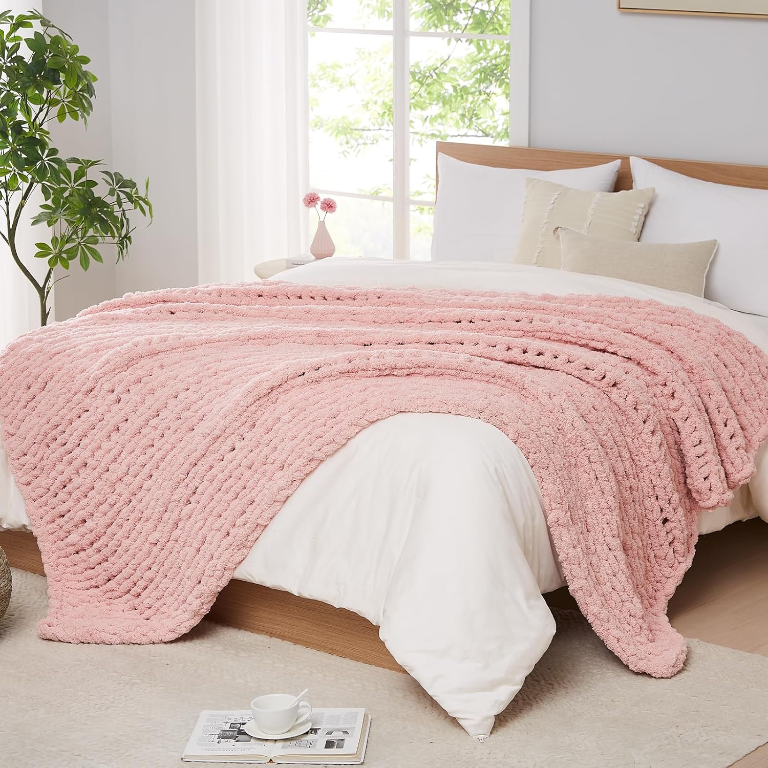 Chunky Knit Blanket Throw Chen - مراجعة Throw Blanket Chunky Knit وسعره