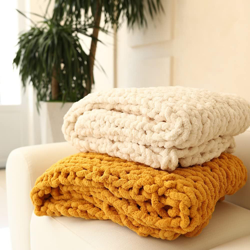 Hand Chunky Knitted Blanket Th - مراجعة Throw Blanket Chunky Knit وسعره