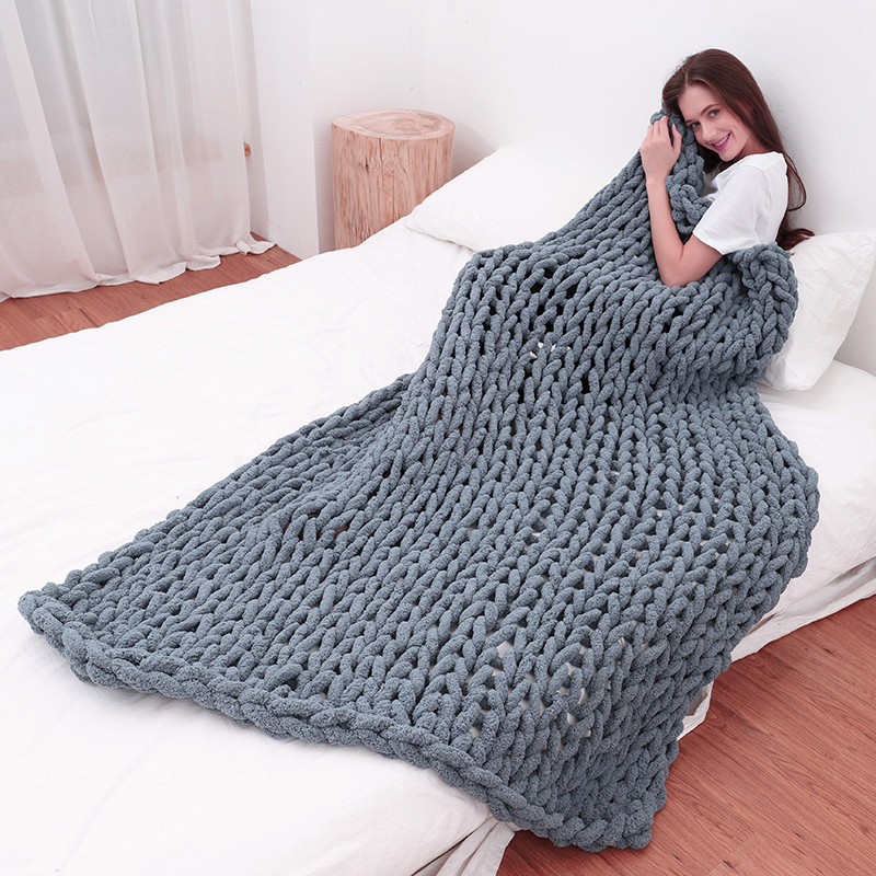 Hand Chunky Knitted Blanket Th - مراجعة Throw Blanket Chunky Knit وسعره