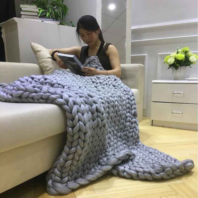 Fashion Hand Chunky Knitted Bl - مراجعة Throw Blanket Chunky Knit وسعره