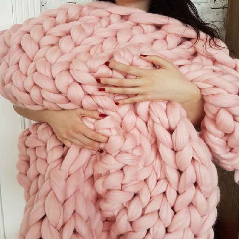 Fashion Hand Chunky Knitted Bl - مراجعة Throw Blanket Chunky Knit وسعره