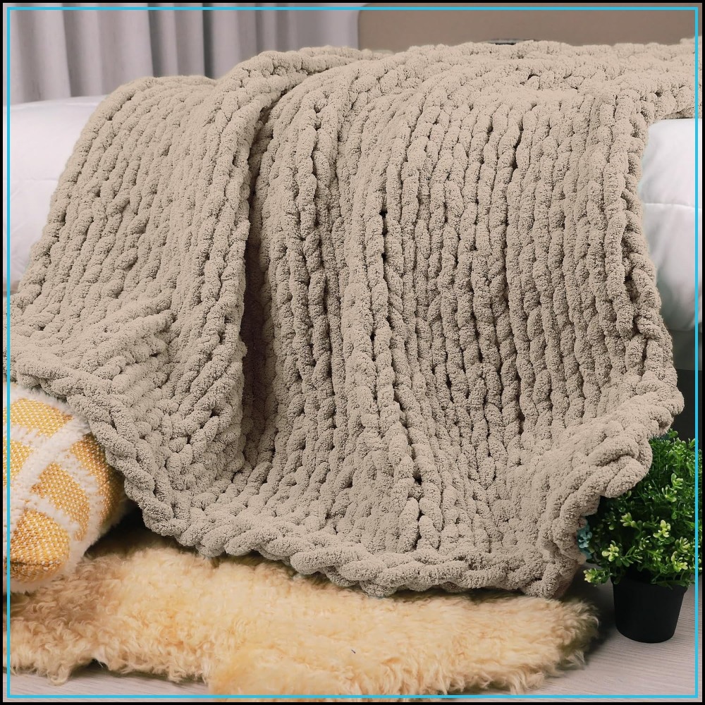 Handmade Chunky Knit Throw Bla - مراجعة Throw Blanket Chunky Knit وسعره