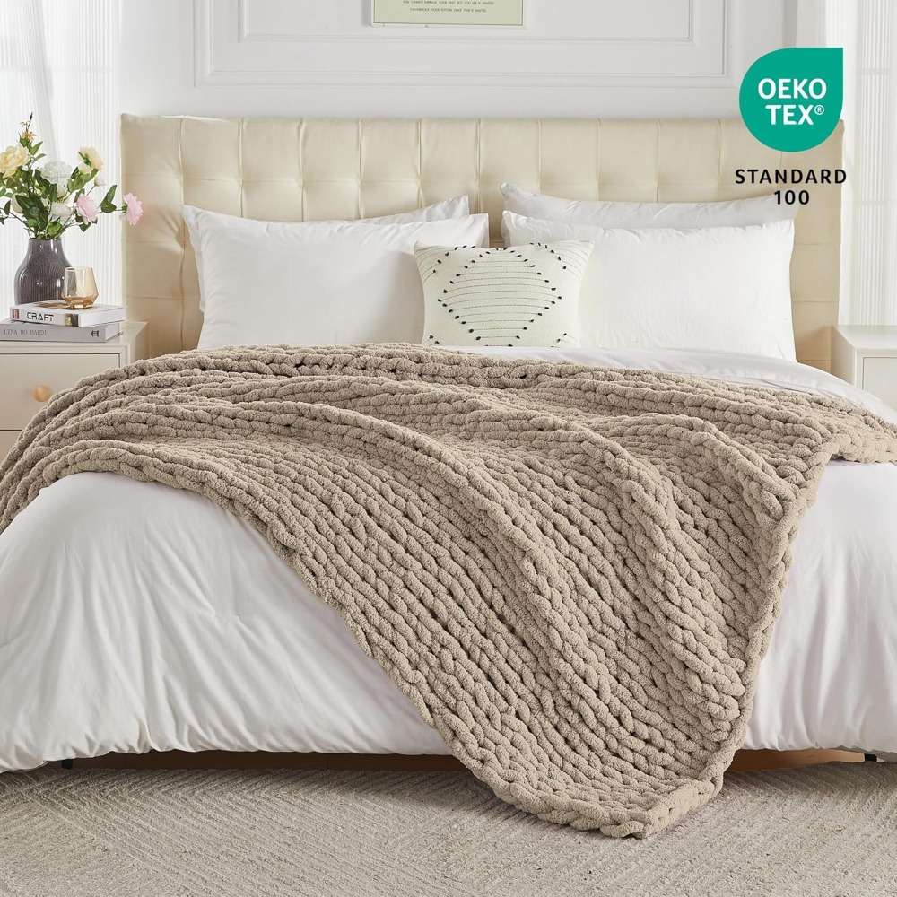 Handmade Chunky Knit Throw Bla - مراجعة Throw Blanket Chunky Knit وسعره