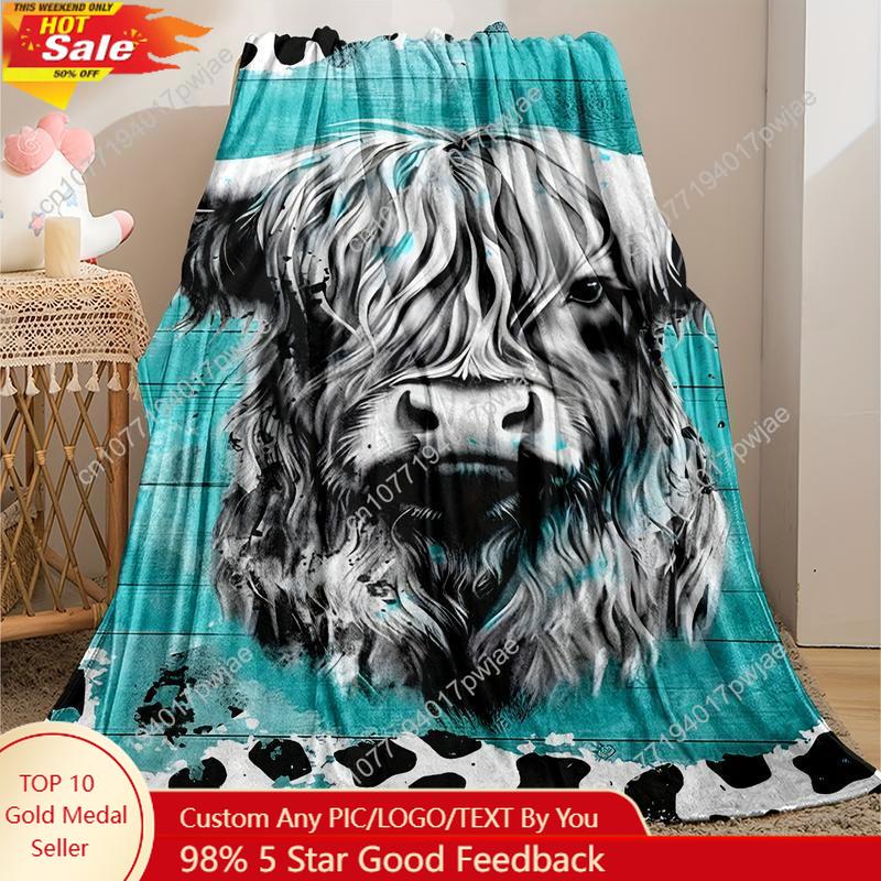 Cozy Soft Highland Cow Flannel - مراجعة Throw Blanket Chunky Knit وسعره