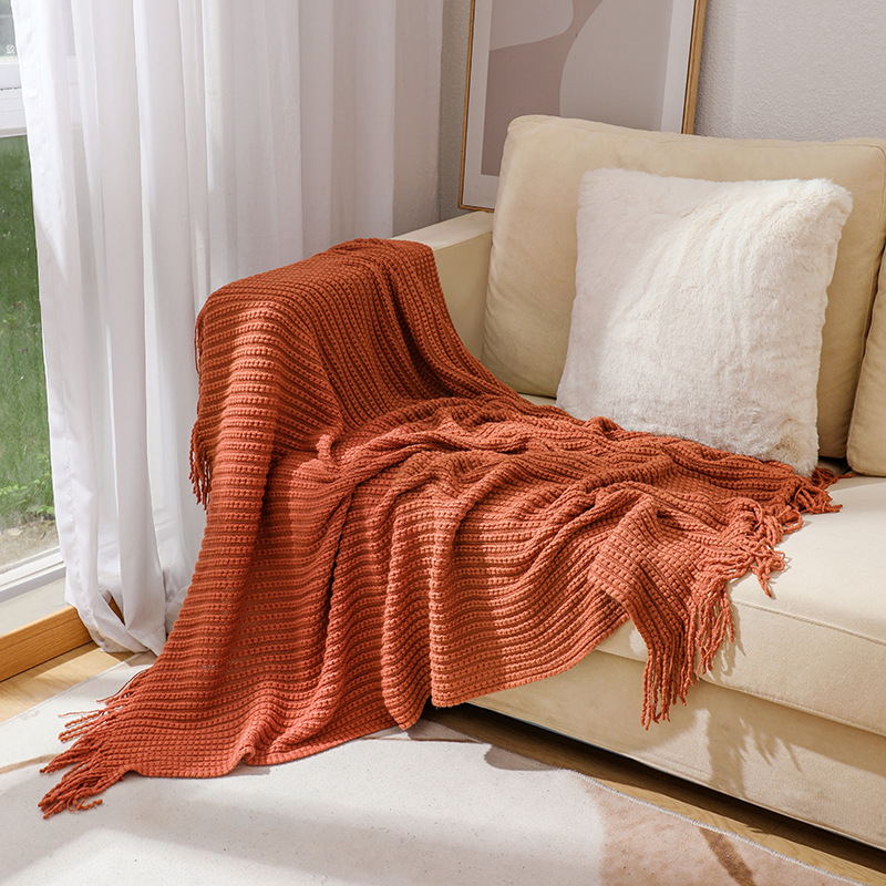 Boho Chunky Waffle Knit Throw  - مراجعة Throw Blanket Chunky Knit وسعره