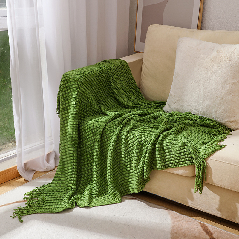 Boho Chunky Waffle Knit Throw  - مراجعة Throw Blanket Chunky Knit وسعره