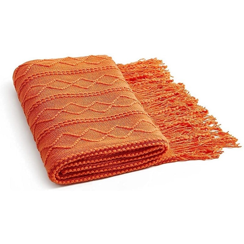 Orange Knitted Throw Blankets  - مراجعة Throw Blanket Chunky Knit وسعره
