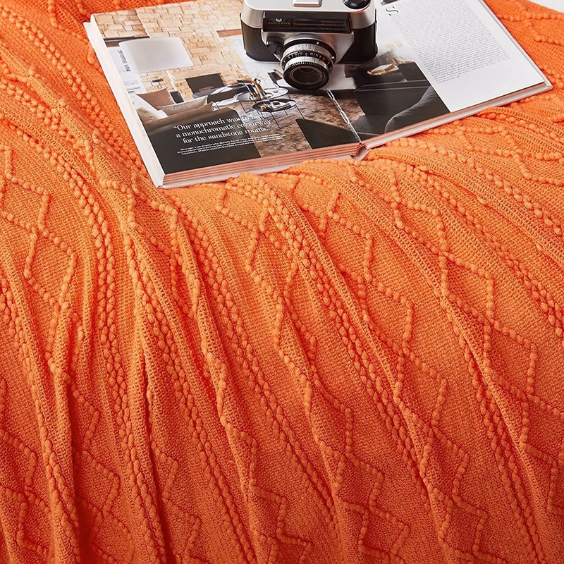 Orange Knitted Throw Blankets  - مراجعة Throw Blanket Chunky Knit وسعره