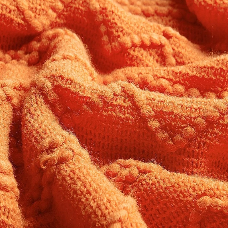 Orange Knitted Throw Blankets  - مراجعة Throw Blanket Chunky Knit وسعره
