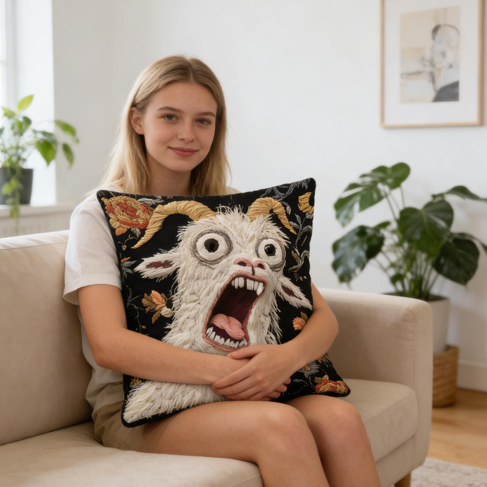 45x45cm Screaming Goat Pillow  - مراجعة Pillow Cover 20X20 وسعره