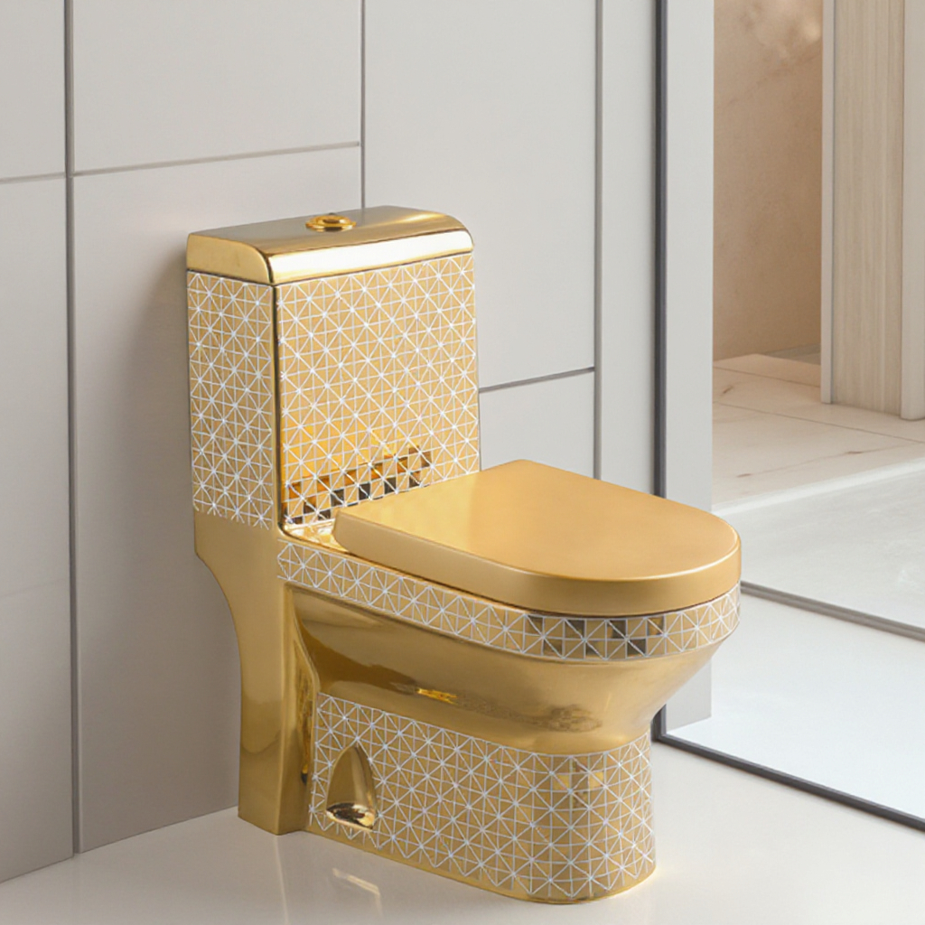 Golden Toilet,Modern One-Piece - مراجعة P & C Home Textiles Usa وسعره