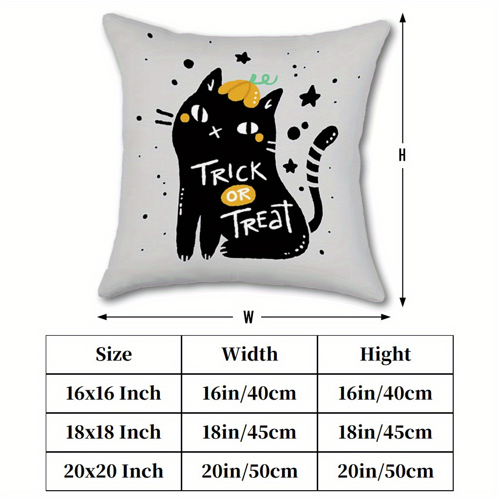 1pc Trick or Treat Black Cat H - مراجعة Pillow Cover 20X20 وسعره